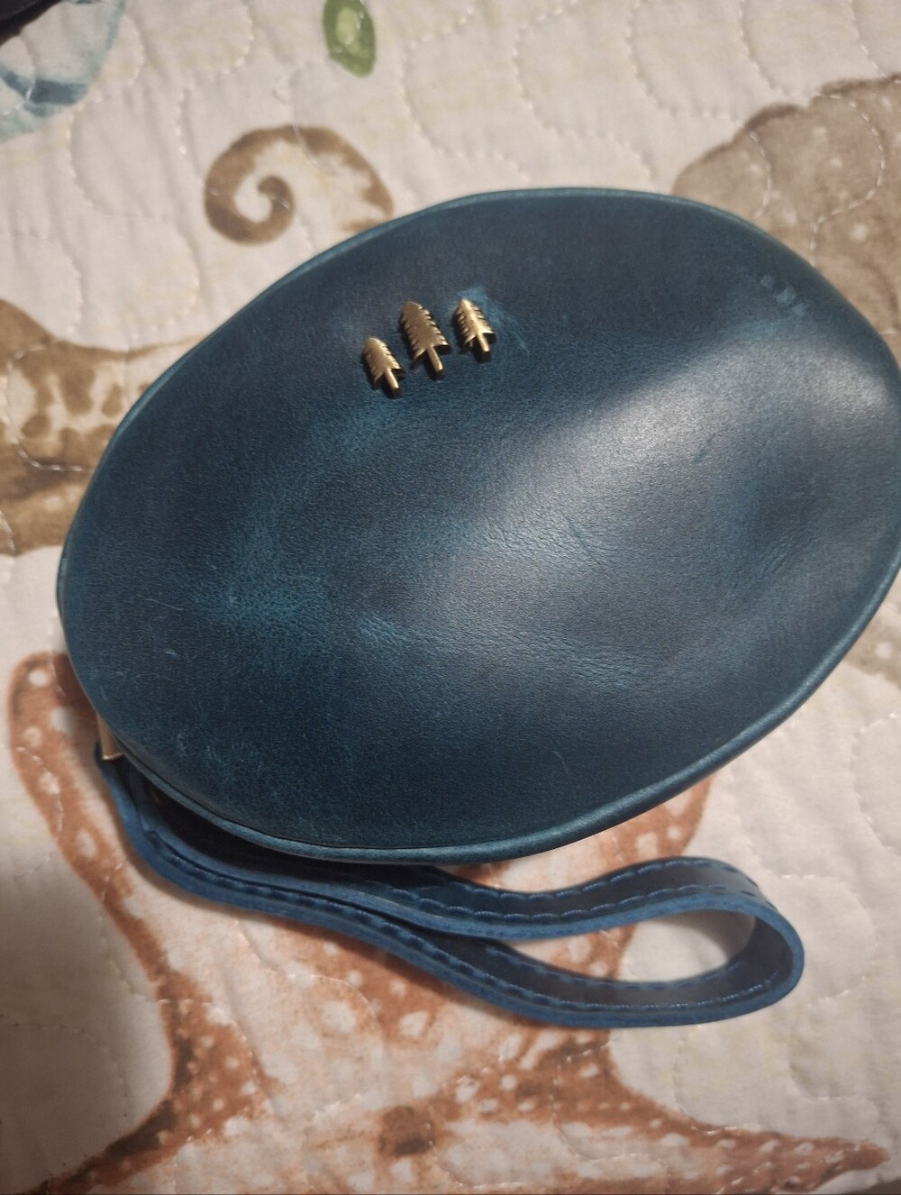 Portland Leather Teal Zip Wrist Pouch with Gold Hardware